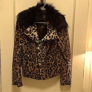 Adrienne Landau bomber jacket animal print size L 12-14. Bomber jackets are hot.